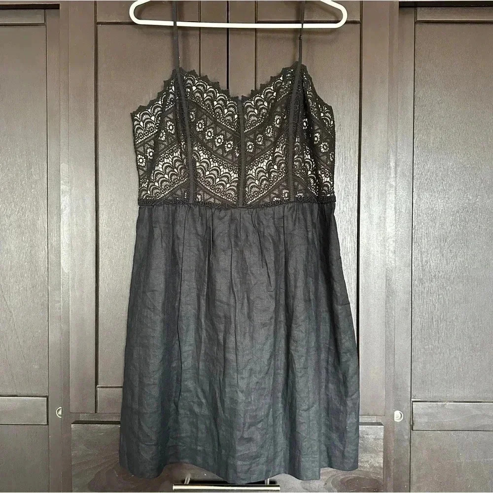 LOFT Black Lace Bodice Spaghetti Strap Dress